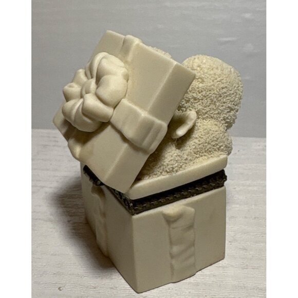 Vintage Dept 56 Snowbabies Bisque Porcelain SURPRISE! Hinged Trinket Gift Box - Picture 4 of 9